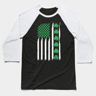 US American Flag with Shamrocks 4 St Patricks day Baseball T-Shirt